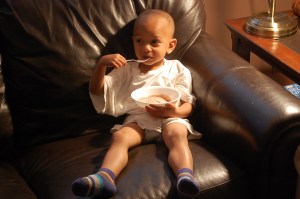 Eating a bowlful of ice cream, again!